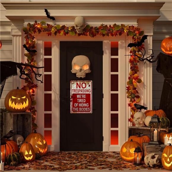 3 PCS Retro Halloween Decor Indoor&Outdoor Warning Signs No Trespassing - Picture 5 of 8